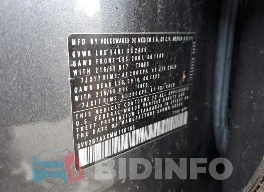 3VV2B7AXXMM115166 Photo# 13