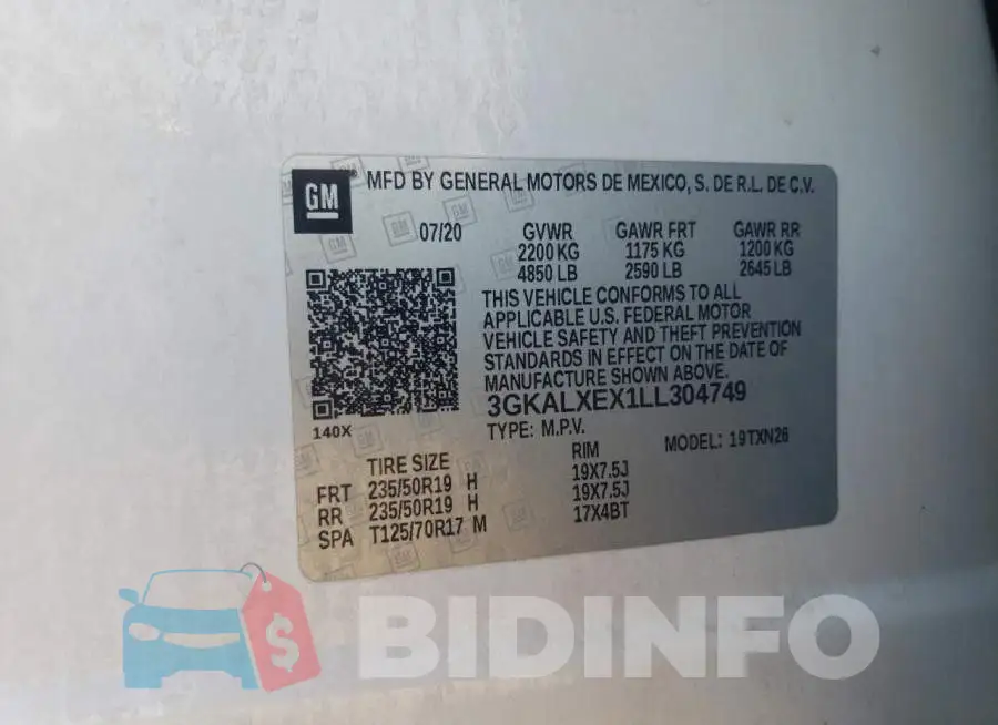 3GKALXEX1LL304749 Photo# 12