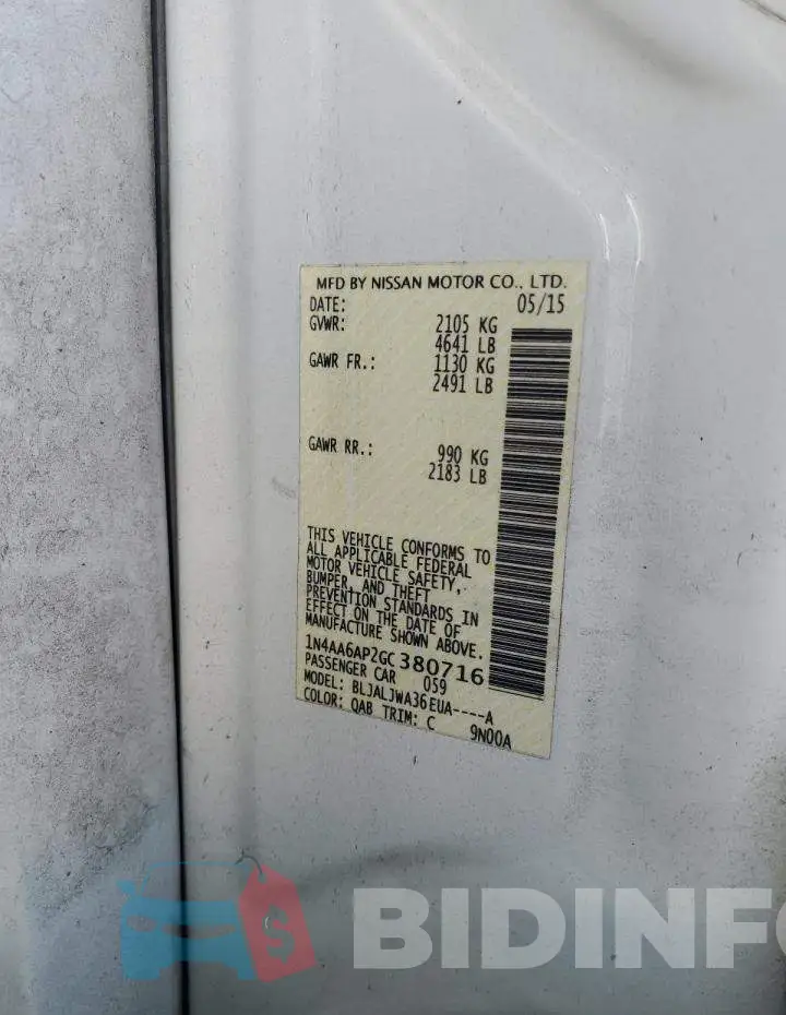 1N4AA6AP2GC380716 Photo# 12