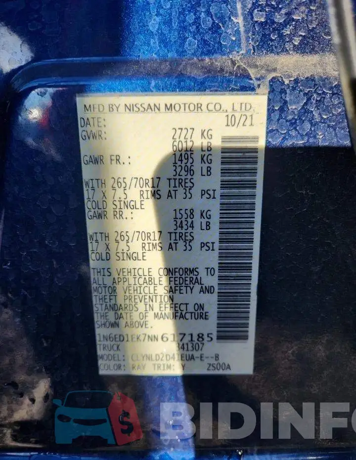 1N6ED1EK7NN617185 Photo# 12