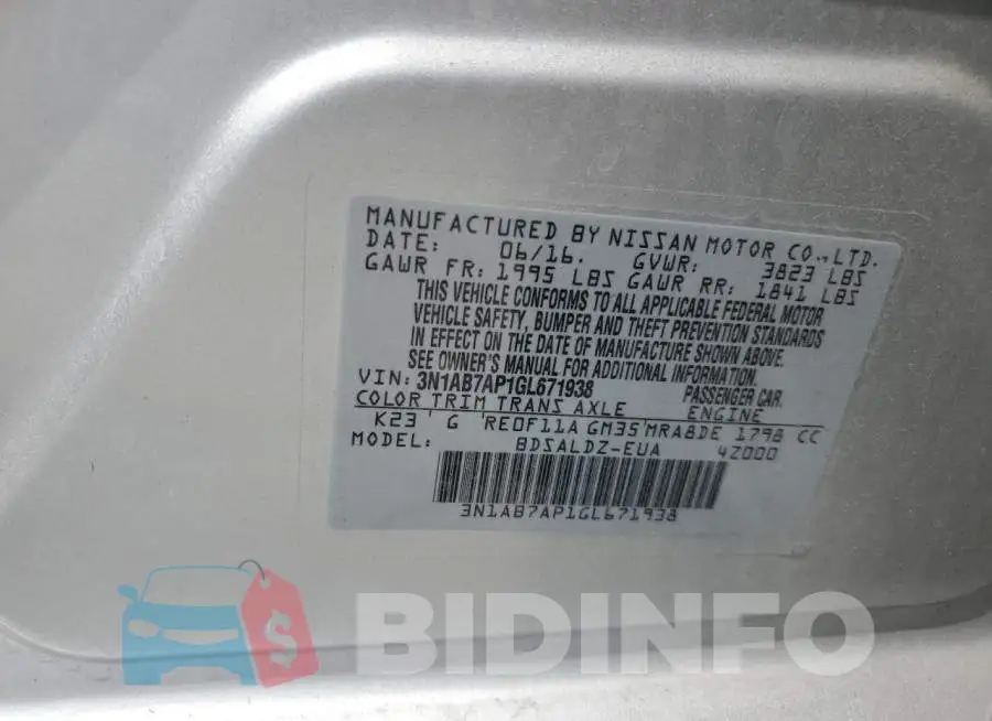 3N1AB7AP1GL671938 Photo# 12