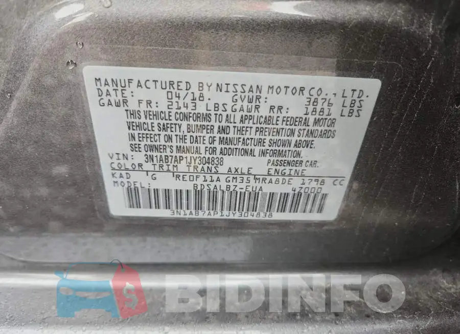 3N1AB7AP1JY304838 Photo# 12