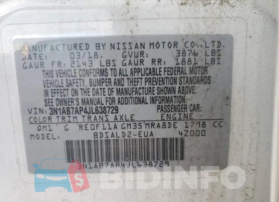3N1AB7AP4JL638729 Photo# 12