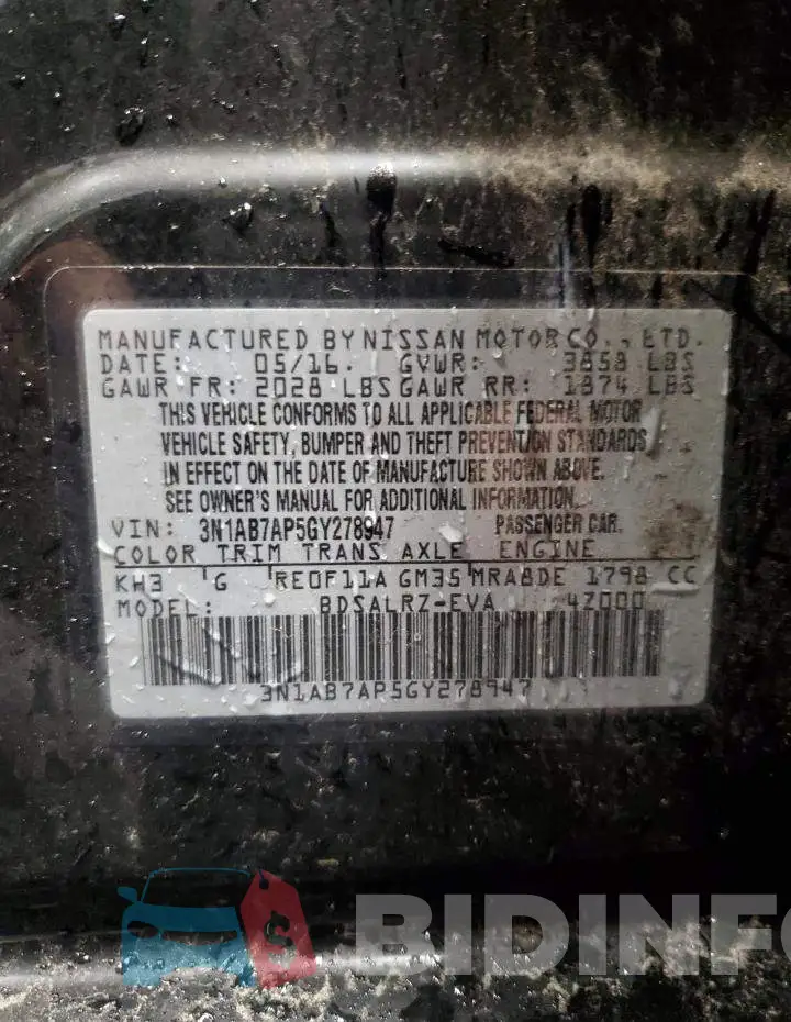 3N1AB7AP5GY278947 Photo# 12