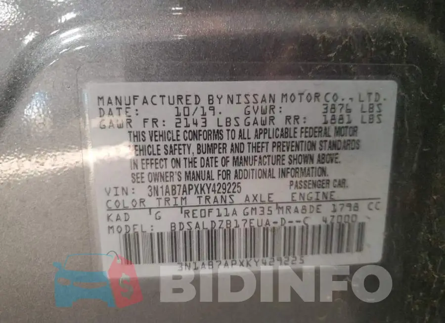 3N1AB7APXKY429225 Photo# 12