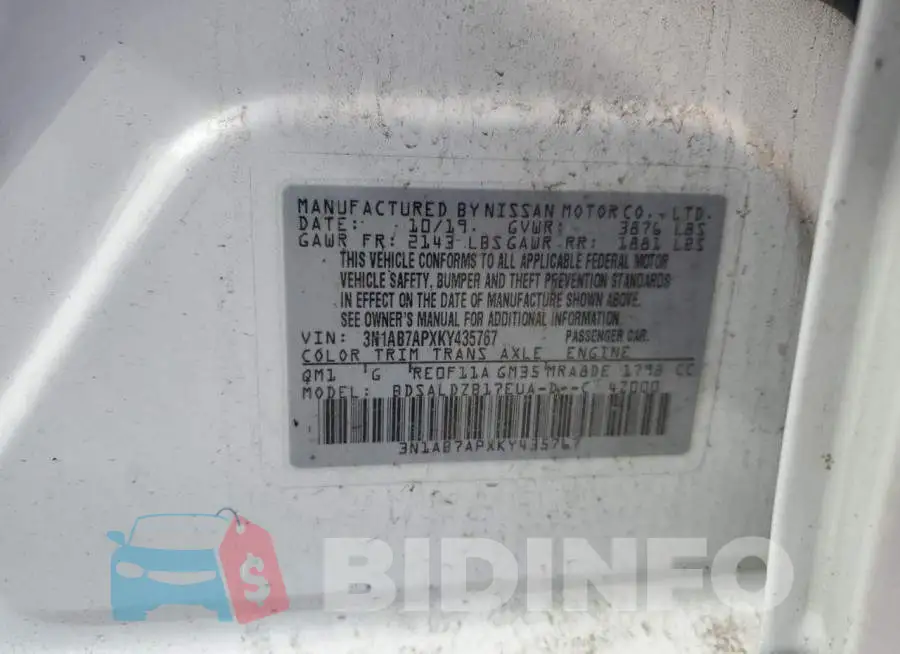 3N1AB7APXKY435767 Photo# 12