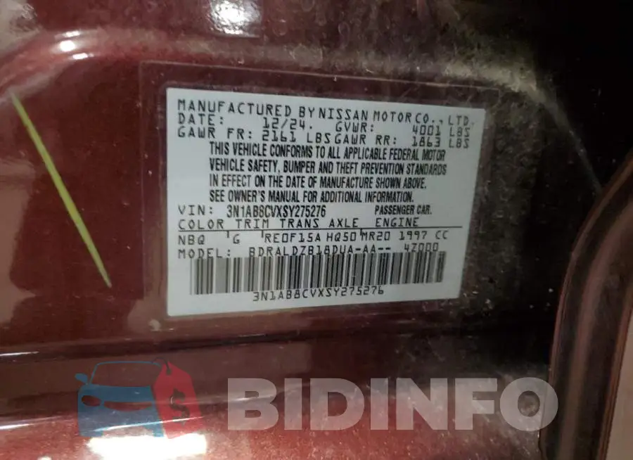3N1AB8CVXSY275276 Photo# 12
