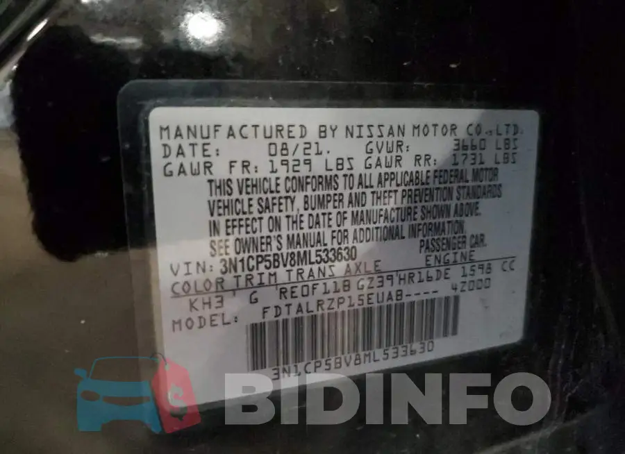 3N1CP5BV8ML533630 Photo# 14