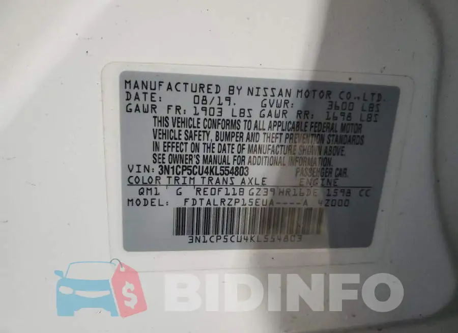 3N1CP5CU4KL554803 Photo# 12