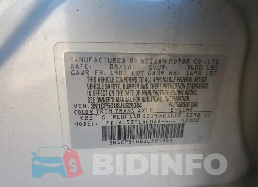 3N1CP5CU8JL529384 Photo# 14