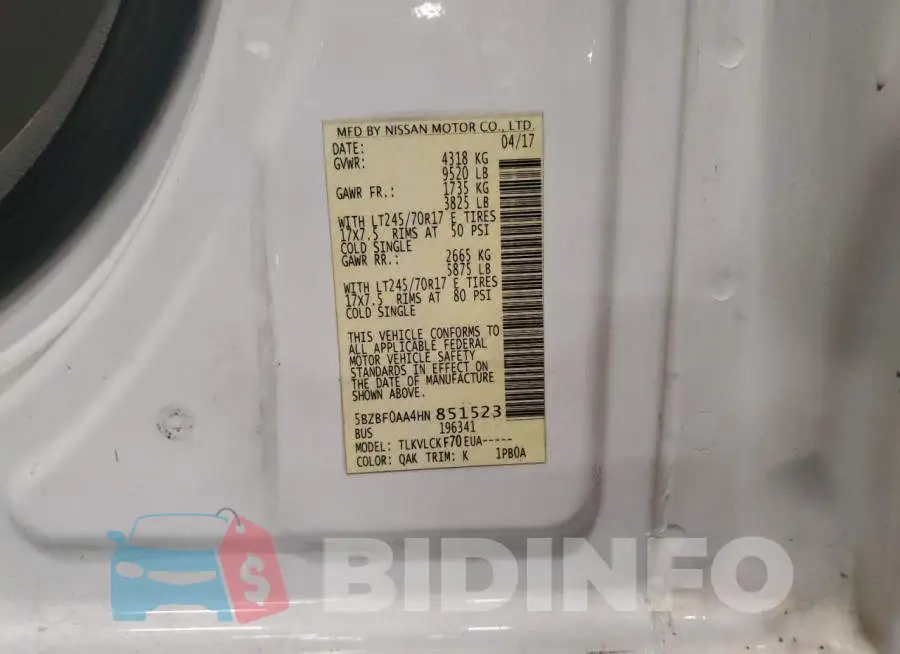 5BZBF0AA4HN851523 Photo# 13