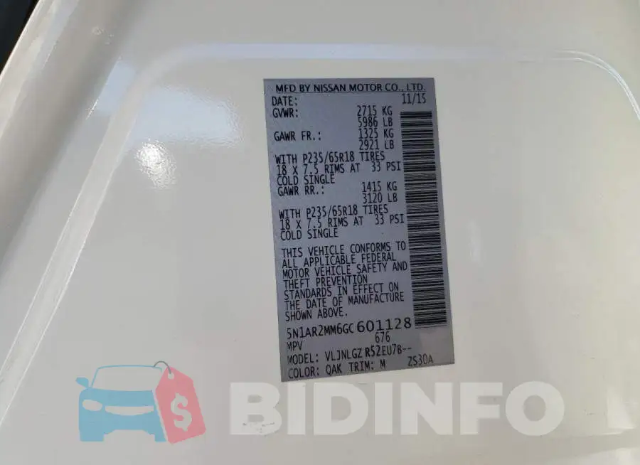 5N1AR2MM6GC601128 Photo# 13
