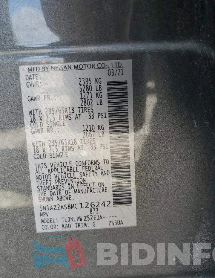 5N1AZ2AS8MC126242 Photo# 13