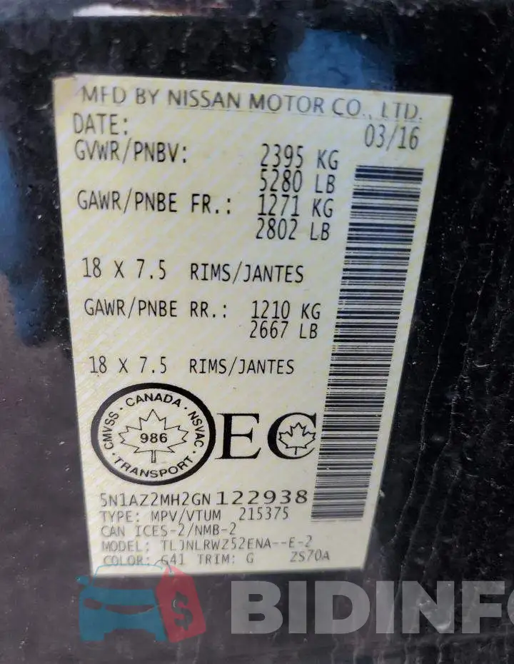 5N1AZ2MH2GN122938 Photo# 13