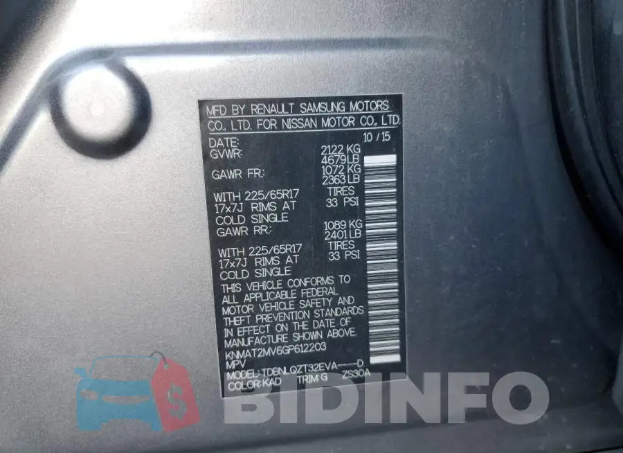 KNMAT2MV6GP612203 Photo# 13