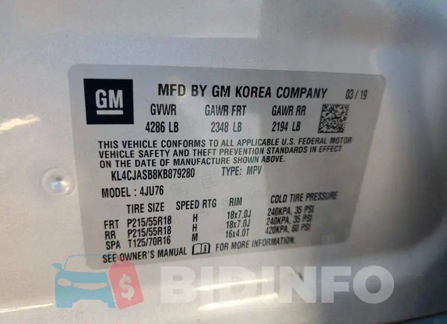 KL4CJASB8KB879280 Photo# 13