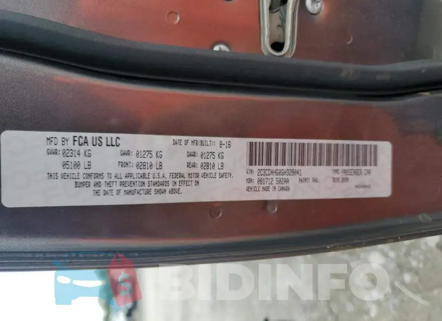 2C3CDXHG0GH328041 Photo# 12