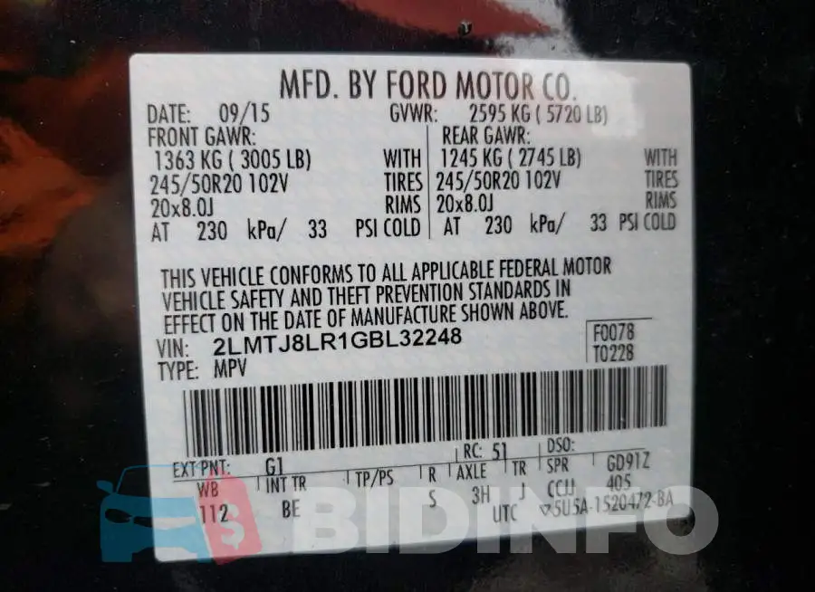2LMTJ8LR1GBL32248 Photo# 13