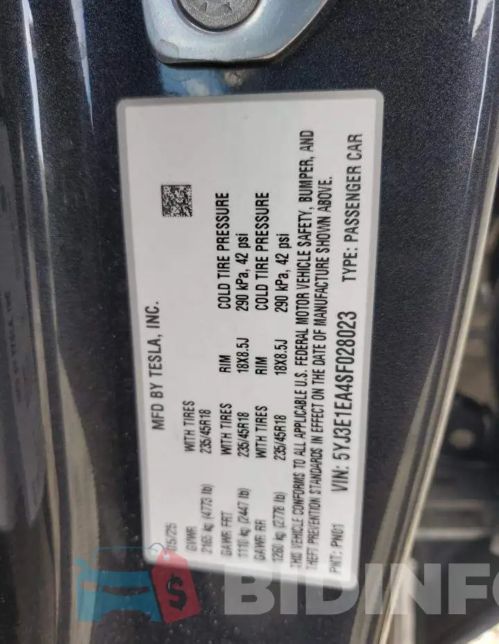 5YJ3E1EA4SF028023 Photo# 12