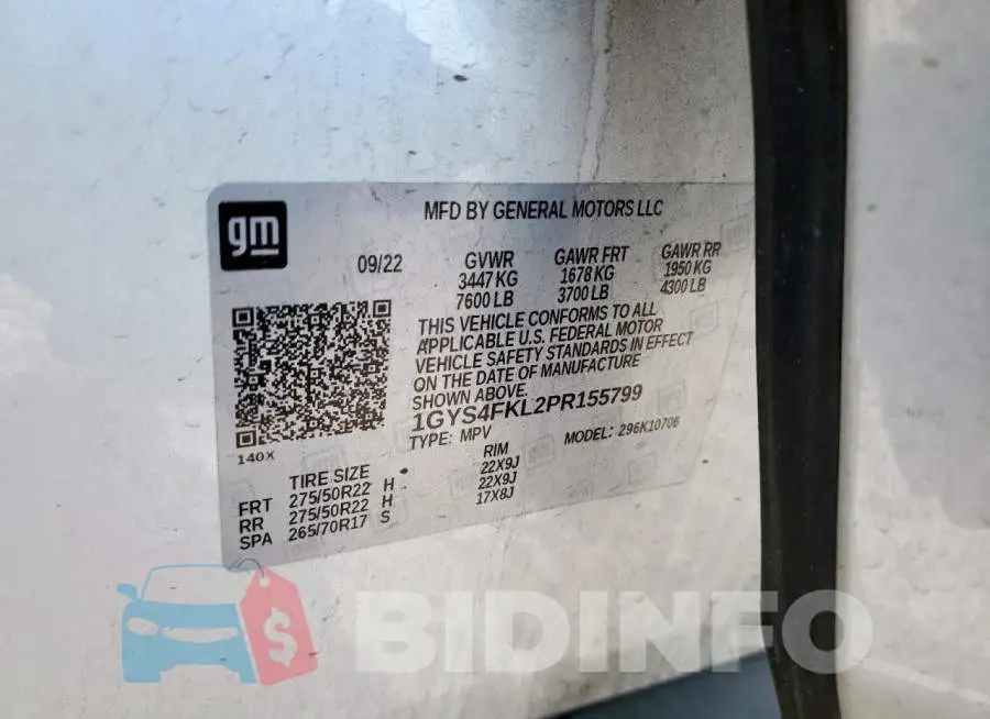1GYS4FKL2PR155799 Photo# 13