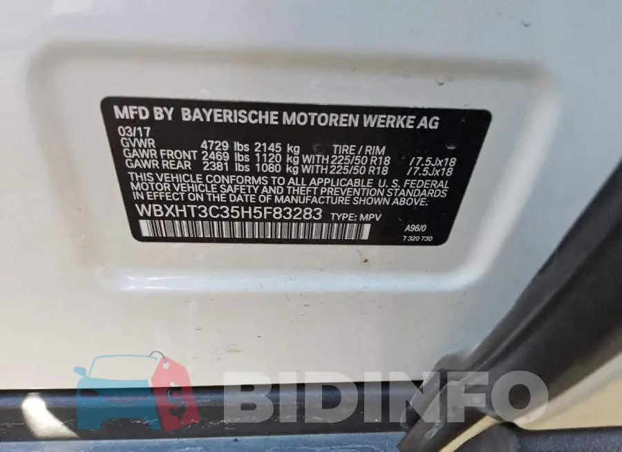 WBXHT3C35H5F83283 Photo# 12