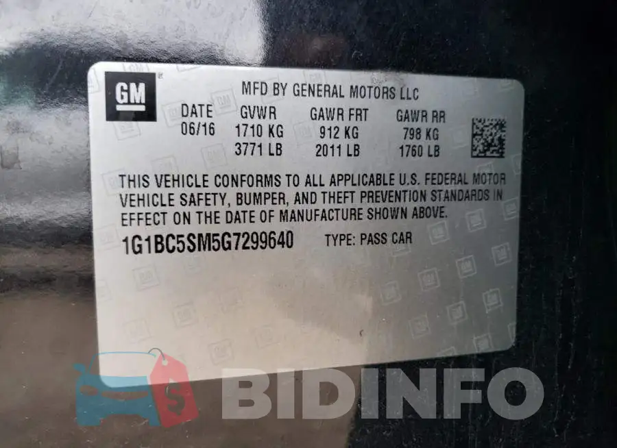 1G1BC5SM5G7299640 Photo# 12