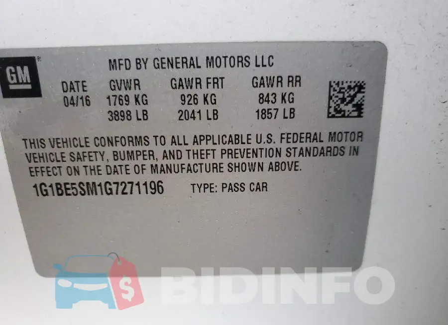 1G1BE5SM1G7271196 Photo# 12