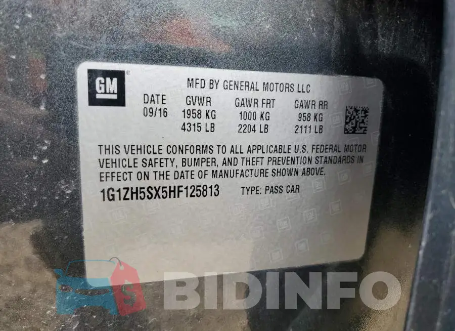 1G1ZH5SX5HF125813 Photo# 12