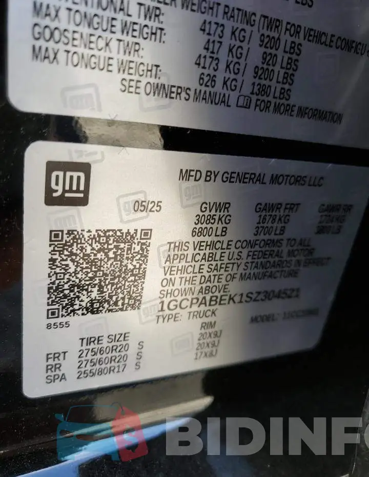1GCPABEK1SZ304521 Photo# 12