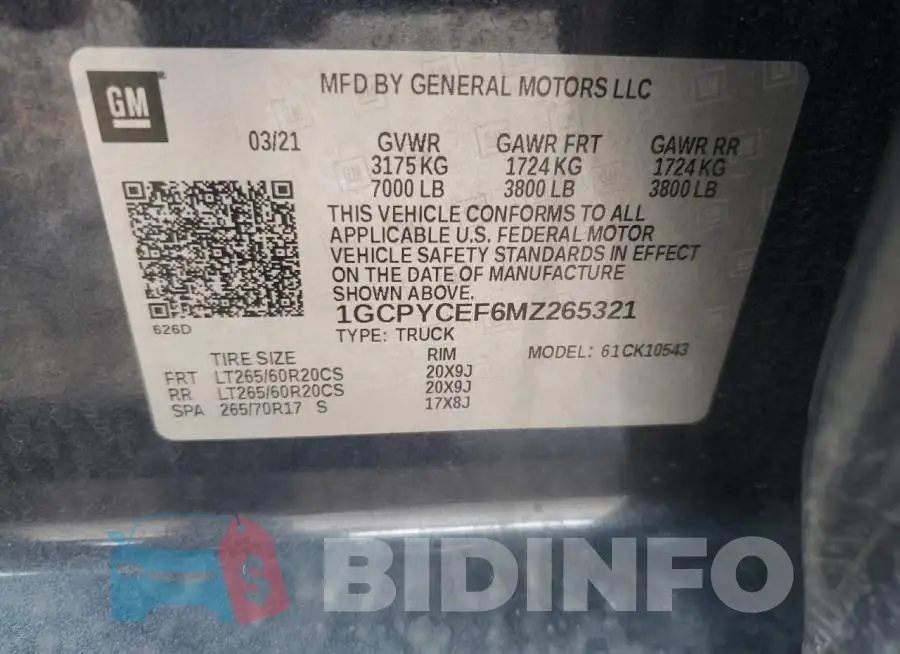 1GCPYCEF6MZ265321 Photo# 12