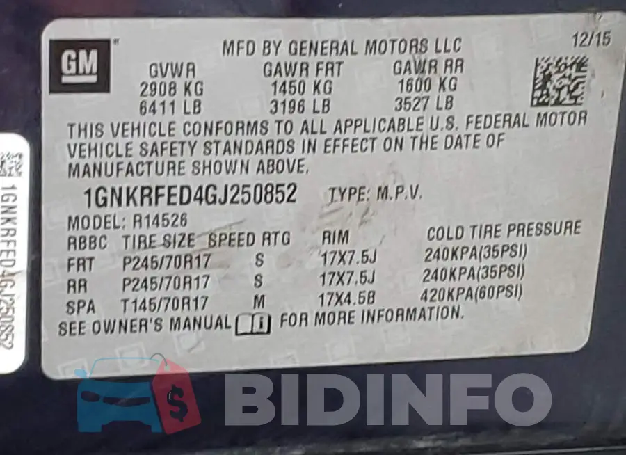1GNKRFED4GJ250852 Photo# 13