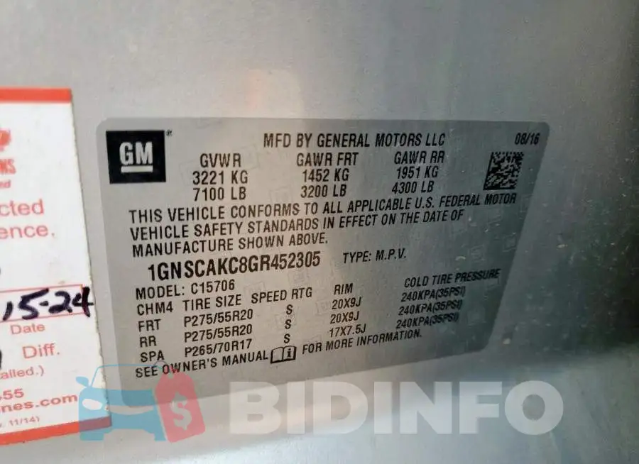 1GNSCAKC8GR452305 Photo# 13