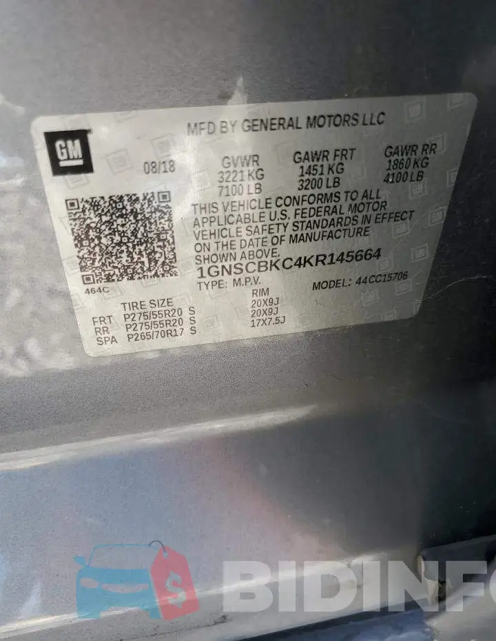 1GNSCBKC4KR145664 Photo# 13