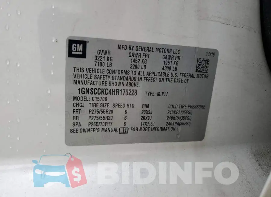 1GNSCCKC4HR175228 Photo# 13