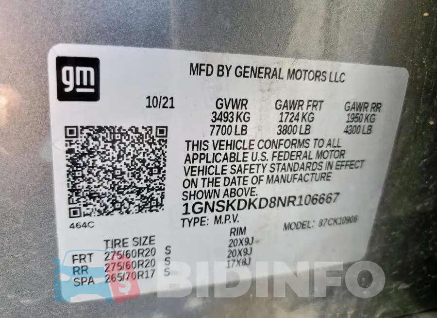 1GNSKDKD8NR106667 Photo# 13