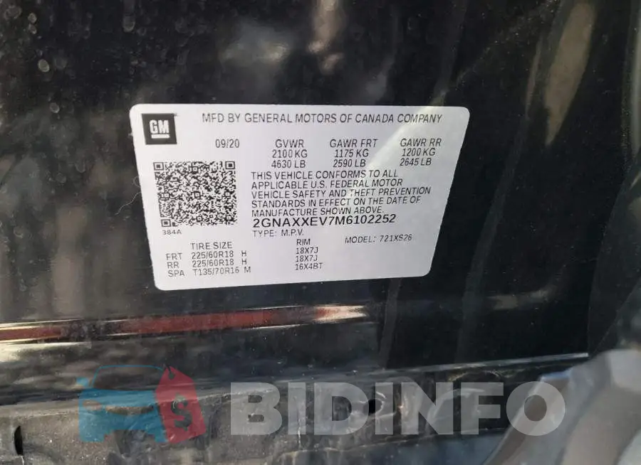 2GNAXXEV7M6102252 Photo# 14