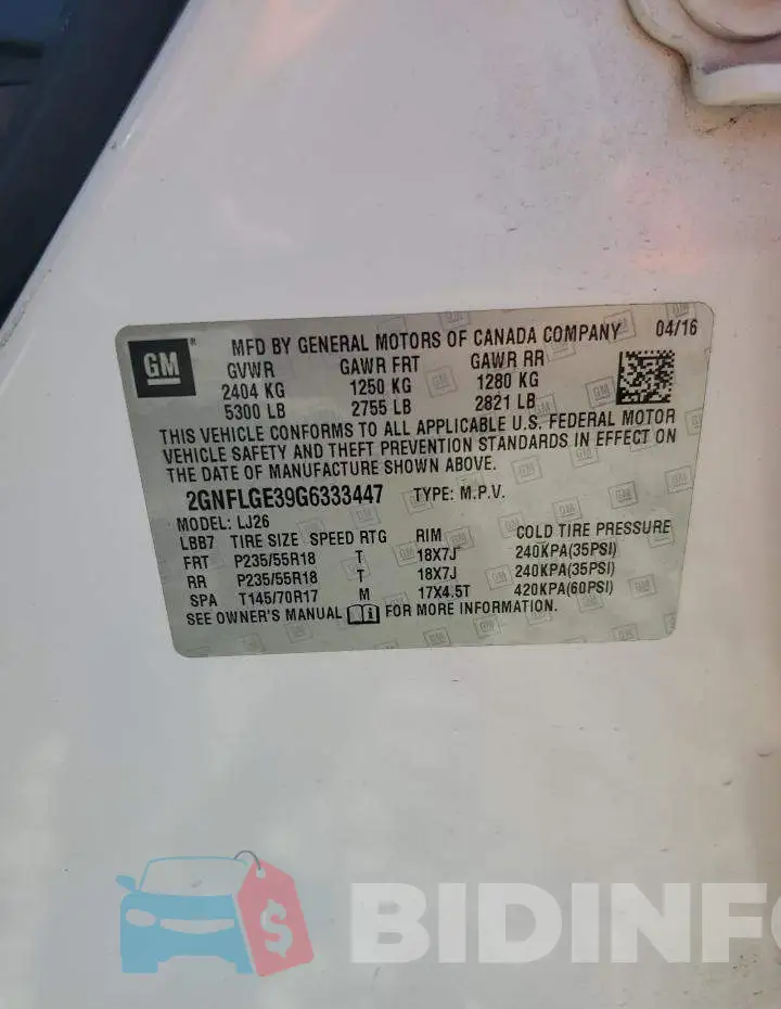 2GNFLGE39G6333447 Photo# 13