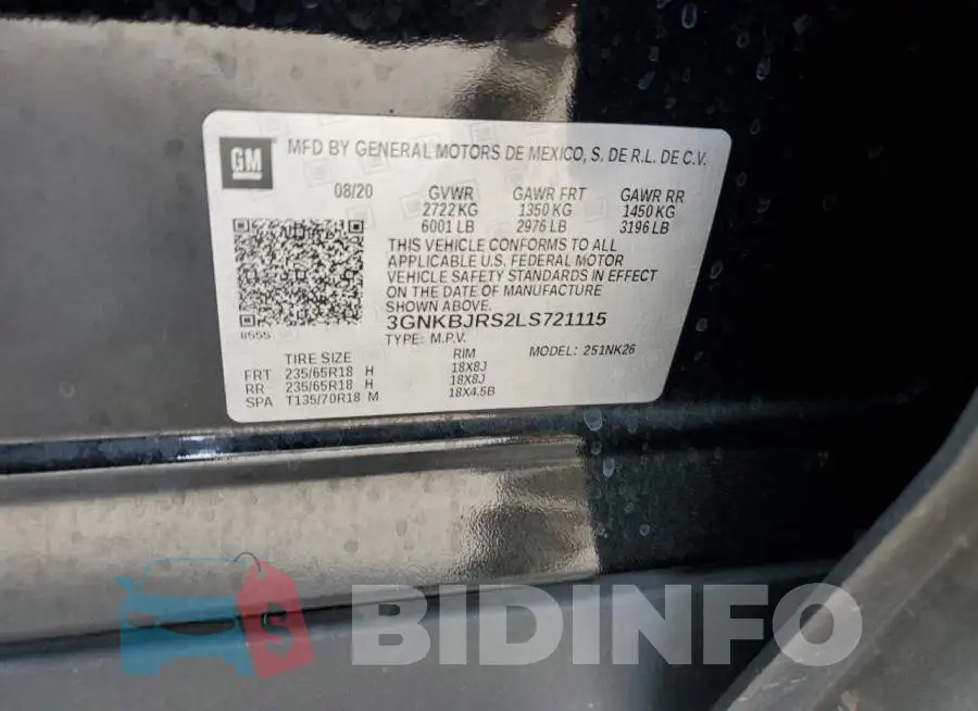 3GNKBJRS2LS721115 Photo# 12