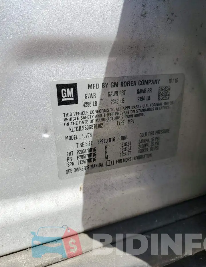 KL7CJLSB0GB761021 Photo# 14
