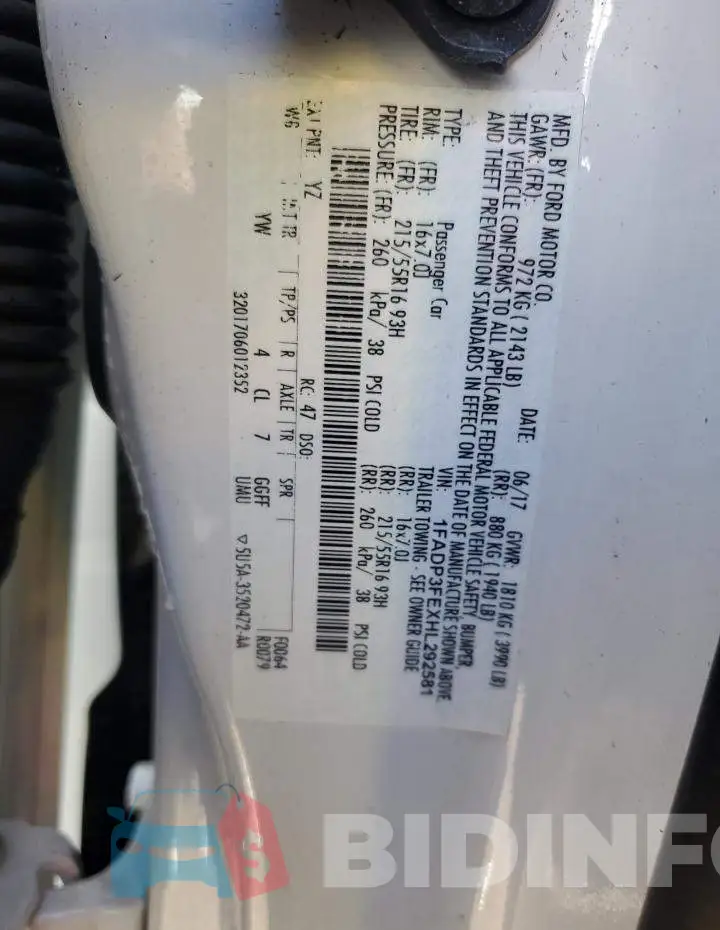 1FADP3FEXHL292581 Photo# 12
