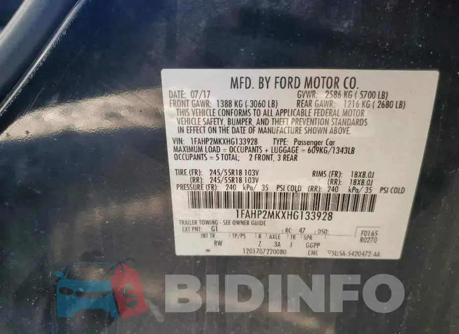 1FAHP2MKXHG133928 Photo# 12