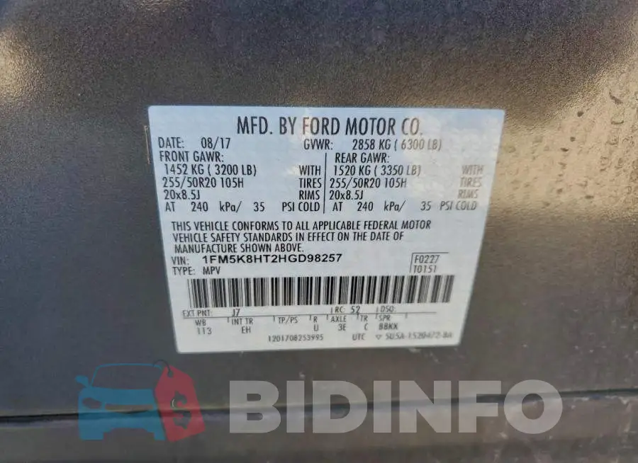 1FM5K8HT2HGD98257 Photo# 14