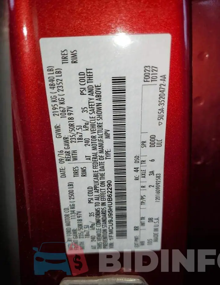 1FMCU9J95HUB62290 Photo# 13