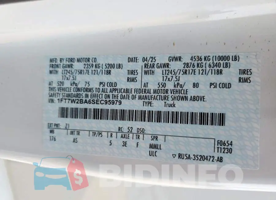 1FT7W2BA6SEC95979 Photo# 12