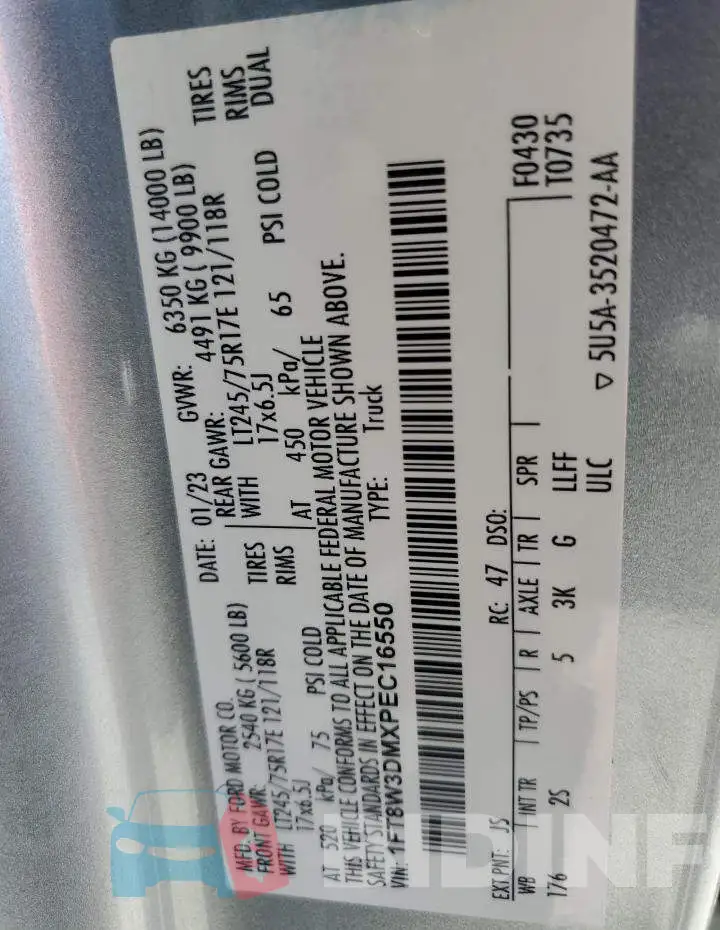 1FT8W3DMXPEC16550 Photo# 13