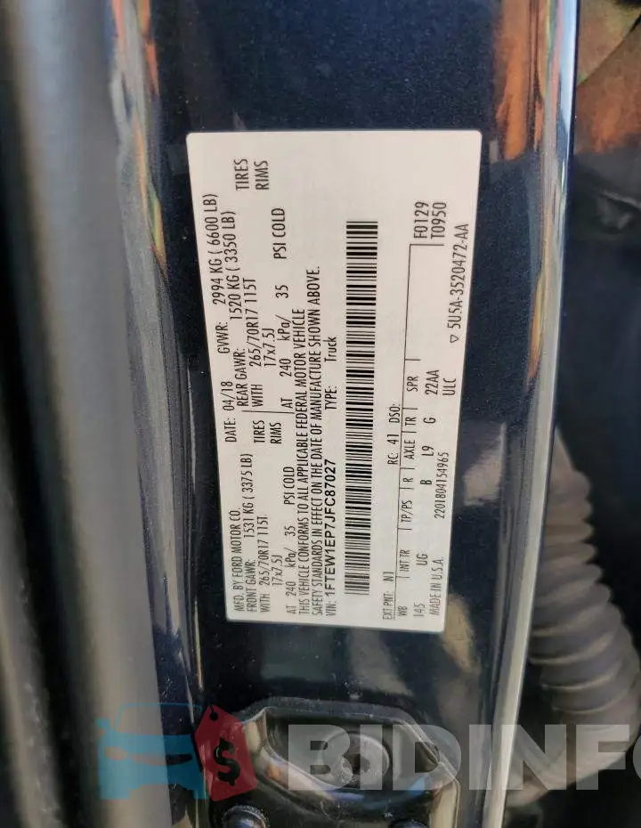 1FTEW1EP7JFC87027 Photo# 12