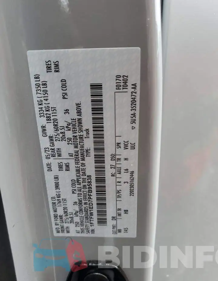 1FTFW1ED7PFB95838 Photo# 12