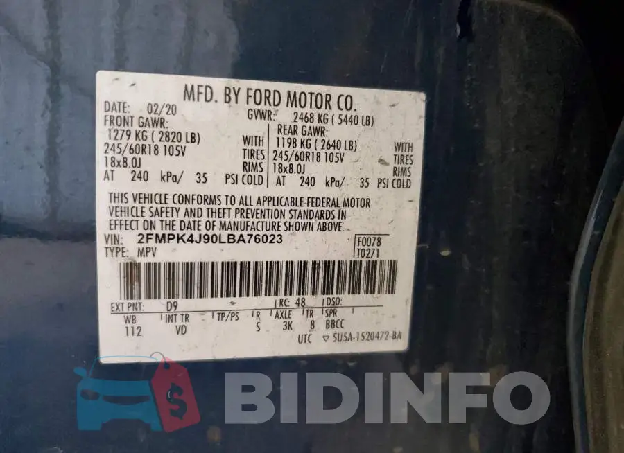 2FMPK4J90LBA76023 Photo# 14