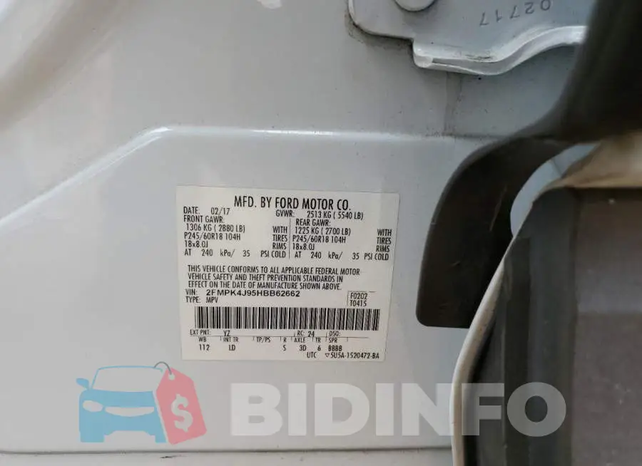 2FMPK4J95HBB62662 Photo# 12