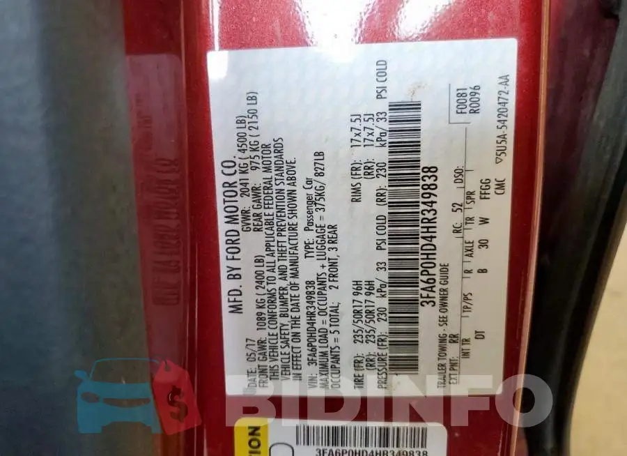 3FA6P0HD4HR349838 Photo# 13